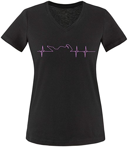 EZYshirt® Motorrad Frequenz Damen T-Shirt V-Neck von Ezyshirt