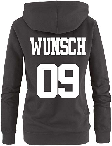 EZYshirt® Pärchen Partnerlook Hoodie für Damen Herren Zip Hoodie | Individualisierbar mit Namen und Nummer Zip-Pullover Damen | Zip-Hoodie Frauen von Ezyshirt
