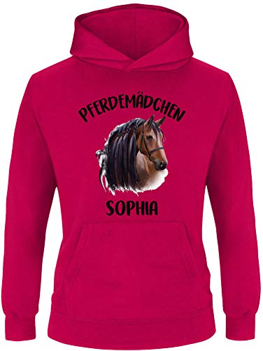 EZYshirt® Pferde Aufdruck mit Wunschnamen | Pferdemädchen Pullover Kinder | Mädchen Kapuzenpullover | Hoodie von Ezyshirt