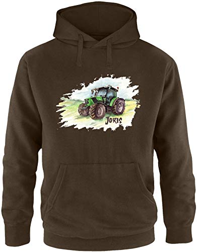 EZYshirt® Traktor mit Wunschnamen | Trecker Aufdruck Pullover Herren | Männer Kapuzenpullover | Hoodie von Ezyshirt