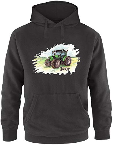 EZYshirt® Traktor mit Wunschnamen | Trecker Aufdruck Pullover Herren | Männer Kapuzenpullover | Hoodie von Ezyshirt