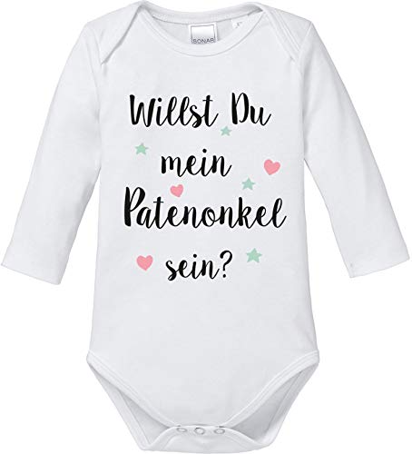 EZYshirt® Willst du Meine Patentante Sein | Strampler Patenschaft | Patenkind Body Baby Langarm Bio Baumwolle von Ezyshirt
