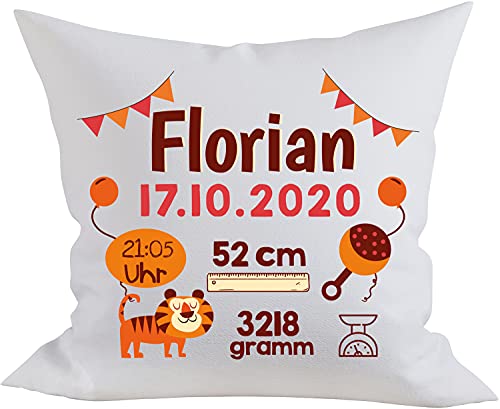 EZYshirt Personalisiertes Kissen als Glückwunsch zur Geburt | Geschenke zur Geburt | Babygeschenk für Jungen und Mädchen von Ezyshirt