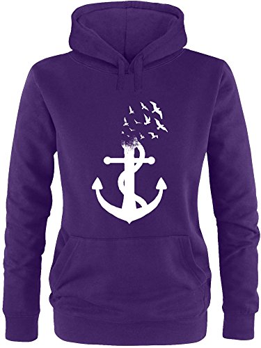 Ezyshirt® Anker Ocean Damen Hoodie | Damen Kapuzenpullover | Damen Pullover von Ezyshirt