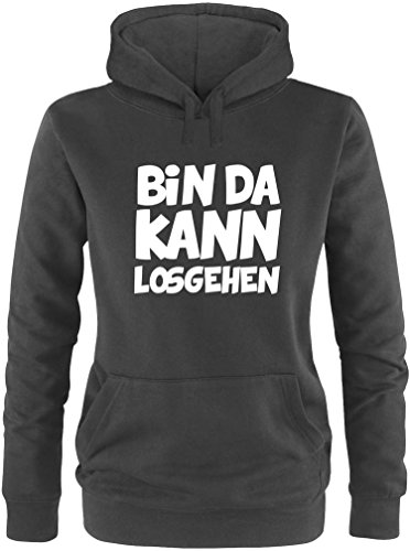 Ezyshirt® Bin da kann losgehen Damen Hoodie | Damen Kapuzenpullover | Damen Pullover von Ezyshirt