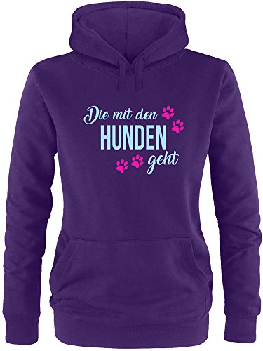 EZYshirt® Die mit den Hunden geht Damen Hoodie | Damen Kapuzenpullover | Damen Pullover von Ezyshirt