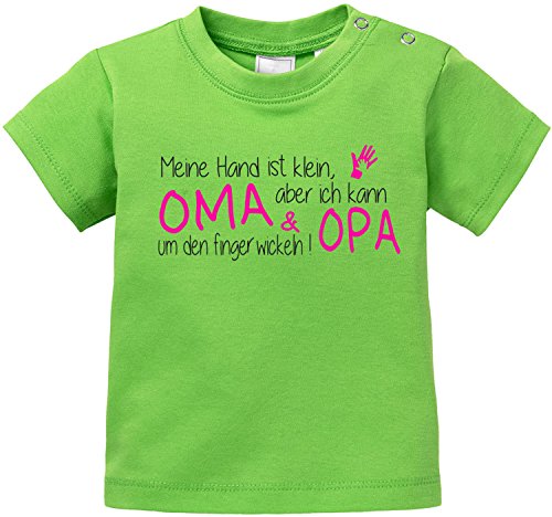 EZYshirt® Meine Hand ist klein Aber ich kann Oma & Opa um den Finger Wickeln Baby T-Shirt von Ezyshirt