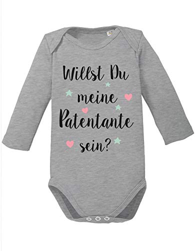 EZYshirt® Willst du Meine Patentante Sein | Strampler Patenschaft | Patenkind Body Baby Langarm Bio Baumwolle von Ezyshirt