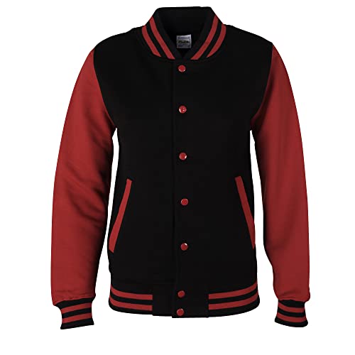 Ezyshirt Kinder College Jacke für Jungen und Mädchen (as3, numeric, numeric_98, numeric_104, regular, Schwarz-Rot) von Ezyshirt