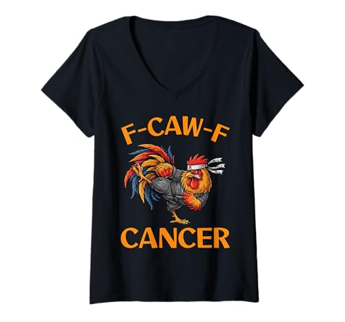 Damen F-Caw-F Hahn-Meme Lustiger Huhn-Humor Witz FCAWF Krebs T-Shirt mit V-Ausschnitt Damen F-Caw-F Hahn-Meme Lustiger Huhn-Humor Witz FCAWF Krebs T-Shirt mit V-Ausschnitt von F-CAW-F Cancer Humor Rooster Funny Chicken Meme