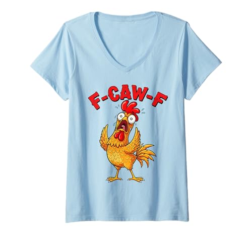 Damen F-CAW-F Angry Chicken Humor FCAWF Zitat Hahnmeme Spaß T-Shirt mit V-Ausschnitt Damen F-CAW-F Angry Chicken Humor FCAWF Zitat Hahnmeme Spaß T-Shirt mit V-Ausschnitt von F-CAW-F Chic Rooster Meme Co.