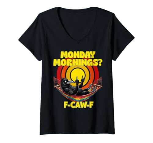 Damen F-CAW-F Funny Black Bird Erwachsener Humor FCAWF Zitat Crow T-Shirt mit V-Ausschnitt Damen F-CAW-F Funny Black Bird Erwachsener Humor FCAWF Zitat Crow T-Shirt mit V-Ausschnitt von F-CAW-F Chicken Humor Rooster Meme
