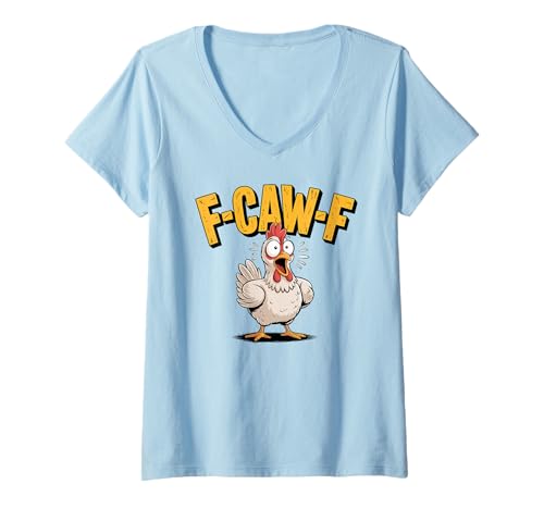 Damen F-CAW-F Lustiges Huhn Humor witzig T-Shirt mit V-Ausschnitt Damen F-CAW-F Lustiges Huhn Humor witzig T-Shirt mit V-Ausschnitt von F-CAW-F Huhn lustig crazy chicken