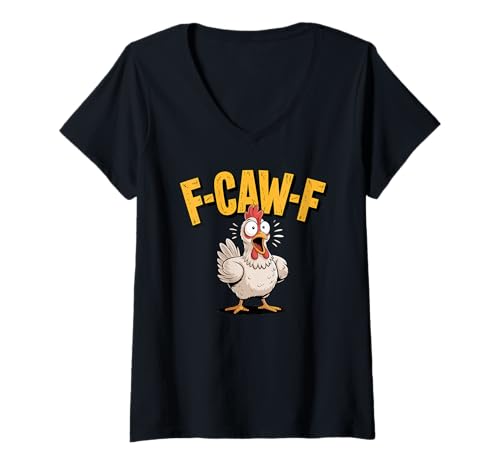 Damen F-CAW-F Lustiges Huhn Humor witzig T-Shirt mit V-Ausschnitt Damen F-CAW-F Lustiges Huhn Humor witzig T-Shirt mit V-Ausschnitt von F-CAW-F Huhn lustig crazy chicken