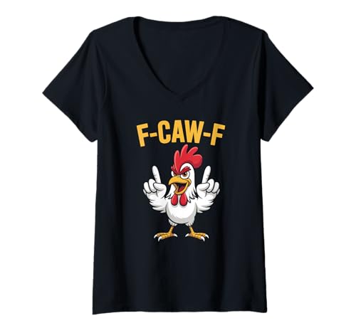 Damen F-CAW-F Lustiges Huhn Humor witzig T-Shirt mit V-Ausschnitt Damen F-CAW-F Lustiges Huhn Humor witzig T-Shirt mit V-Ausschnitt von F-CAW-F Huhn lustig crazy chicken