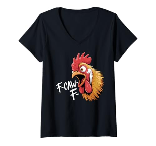 Damen F-CAW-F Lustiges Huhn Humor witzig T-Shirt mit V-Ausschnitt Damen F-CAW-F Lustiges Huhn Humor witzig T-Shirt mit V-Ausschnitt von F-CAW-F Huhn lustig crazy chicken