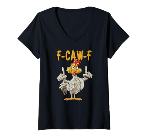 Damen F-CAW-F Lustiges Huhn Humor witzig T-Shirt mit V-Ausschnitt Damen F-CAW-F Lustiges Huhn Humor witzig T-Shirt mit V-Ausschnitt von F-CAW-F Huhn lustig crazy chicken