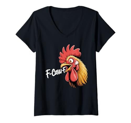 Damen F-CAW-F Lustiges Huhn Humor witzig T-Shirt mit V-Ausschnitt Damen F-CAW-F Lustiges Huhn Humor witzig T-Shirt mit V-Ausschnitt von F-CAW-F Huhn lustig crazy chicken