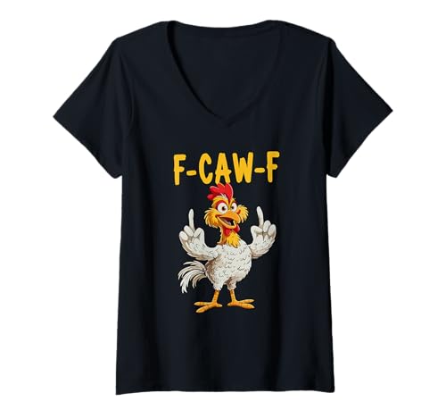 Damen F-CAW-F Lustiges Huhn Humor witzig T-Shirt mit V-Ausschnitt Damen F-CAW-F Lustiges Huhn Humor witzig T-Shirt mit V-Ausschnitt von F-CAW-F Huhn lustig crazy chicken