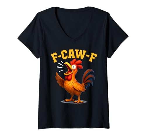 Damen F-CAW-F Lustiges Huhn FCAWF Sarkasmus Ironie Humor F CAW F T-Shirt mit V-Ausschnitt Damen F-CAW-F Lustiges Huhn FCAWF Sarkasmus Ironie Humor F CAW F T-Shirt mit V-Ausschnitt von F-CAW-F Ironie Sarkasmus Humor Lustiges Huhn FCAWF