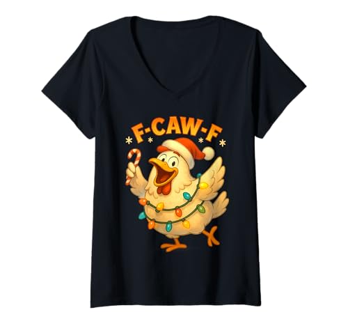 Damen F-CAW-F Lustiges Huhn FCAWF Sarkasmus Ironie Humor F CAW F T-Shirt mit V-Ausschnitt Damen F-CAW-F Lustiges Huhn FCAWF Sarkasmus Ironie Humor F CAW F T-Shirt mit V-Ausschnitt von F-CAW-F Ironie Sarkasmus Humor Lustiges Huhn FCAWF