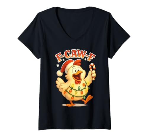 Damen F-CAW-F Lustiges Huhn FCAWF Sarkasmus Ironie Humor F CAW F T-Shirt mit V-Ausschnitt Damen F-CAW-F Lustiges Huhn FCAWF Sarkasmus Ironie Humor F CAW F T-Shirt mit V-Ausschnitt von F-CAW-F Ironie Sarkasmus Humor Lustiges Huhn FCAWF