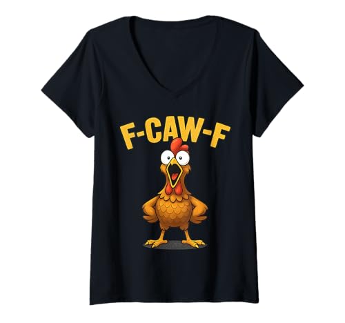 Damen F-CAW-F Lustiges Huhn FCAWF Sarkasmus Ironie Humor F CAW F T-Shirt mit V-Ausschnitt Damen F-CAW-F Lustiges Huhn FCAWF Sarkasmus Ironie Humor F CAW F T-Shirt mit V-Ausschnitt von F-CAW-F Ironie Sarkasmus Humor Lustiges Huhn FCAWF