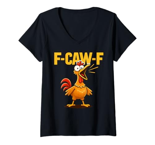 Damen F-CAW-F Lustiges Huhn FCAWF Sarkasmus Ironie Humor F CAW F T-Shirt mit V-Ausschnitt Damen F-CAW-F Lustiges Huhn FCAWF Sarkasmus Ironie Humor F CAW F T-Shirt mit V-Ausschnitt von F-CAW-F Ironie Sarkasmus Humor Lustiges Huhn FCAWF