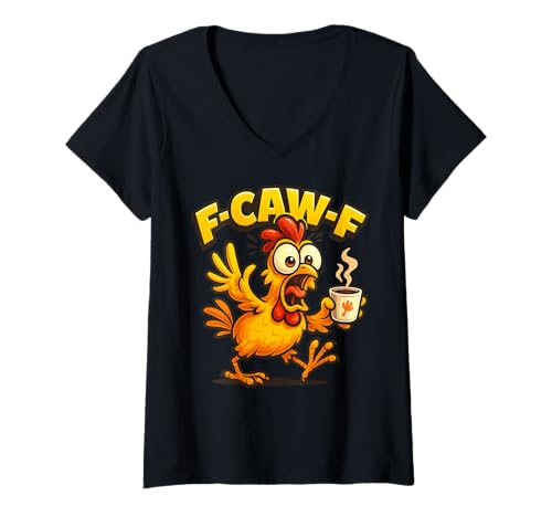Damen F-CAW-F Lustiges Huhn FCAWF Sarkasmus Ironie Humor F CAW F T-Shirt mit V-Ausschnitt Damen F-CAW-F Lustiges Huhn FCAWF Sarkasmus Ironie Humor F CAW F T-Shirt mit V-Ausschnitt von F-CAW-F Ironie Sarkasmus Humor Lustiges Huhn FCAWF