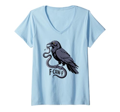 Damen F-CAW-F Lustiges Krähe Vogel Humor witzig T-Shirt mit V-Ausschnitt Damen F-CAW-F Lustiges Krähe Vogel Humor witzig T-Shirt mit V-Ausschnitt von F-CAW-F Krähe lustig crazy chicken