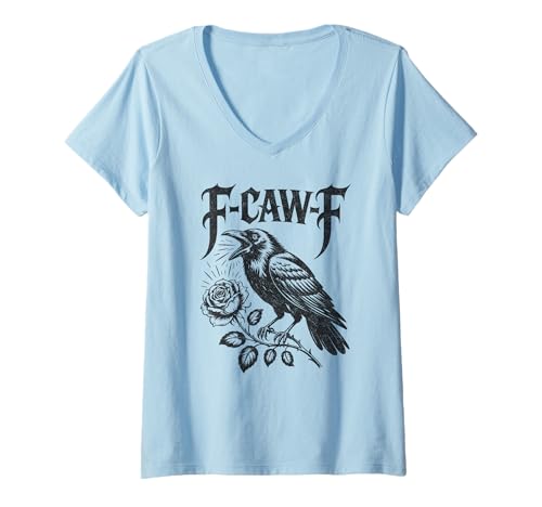 Damen F-CAW-F Lustiges Krähe Vogel Humor witzig T-Shirt mit V-Ausschnitt Damen F-CAW-F Lustiges Krähe Vogel Humor witzig T-Shirt mit V-Ausschnitt von F-CAW-F Krähe lustig crazy chicken