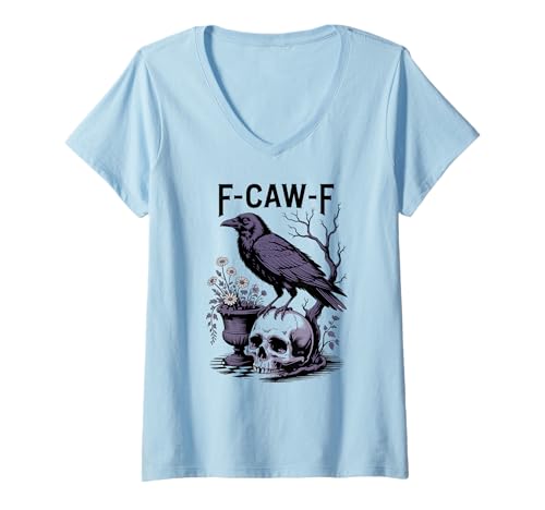 Damen F-CAW-F Lustiges Krähe Vogel Humor witzig T-Shirt mit V-Ausschnitt Damen F-CAW-F Lustiges Krähe Vogel Humor witzig T-Shirt mit V-Ausschnitt von F-CAW-F Krähe lustig crazy chicken