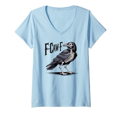 Damen F-CAW-F Lustiges Krähe Vogel Humor witzig T-Shirt mit V-Ausschnitt Damen F-CAW-F Lustiges Krähe Vogel Humor witzig T-Shirt mit V-Ausschnitt von F-CAW-F Krähe lustig crazy chicken