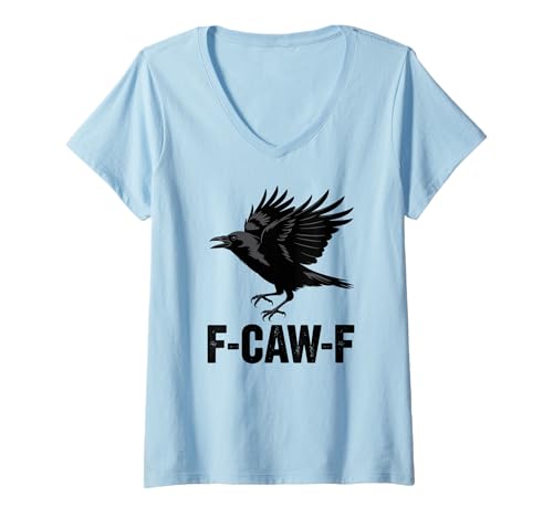 Damen F-CAW-F Lustiges Krähe Vogel Humor witzig T-Shirt mit V-Ausschnitt Damen F-CAW-F Lustiges Krähe Vogel Humor witzig T-Shirt mit V-Ausschnitt von F-CAW-F Krähe lustig crazy chicken