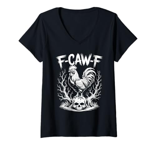 Damen F-CAW-F Funny Chicken Humor Zitat Hahnmeme T-Shirt mit V-Ausschnitt Damen F-CAW-F Funny Chicken Humor Zitat Hahnmeme T-Shirt mit V-Ausschnitt von F-CAW-F-lustiger Hahn