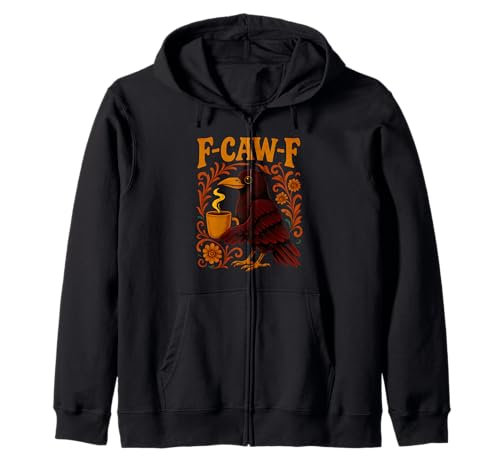 Coffee F Caw F Damen Crow F-Caw-F Schwarzer Vogel mit Blumenmuster Rabe Kapuzenjacke Coffee F Caw F Damen Crow F-Caw-F Schwarzer Vogel mit Blumenmuster Rabe Kapuzenjacke von F Caw Caw F Crow Merch Store