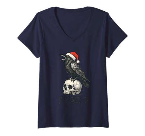 Damen Christmas F Caw F Crow F-Caw-F Black Bird FCAWF Damen Herren T-Shirt mit V-Ausschnitt Damen Christmas F Caw F Crow F-Caw-F Black Bird FCAWF Damen Herren T-Shirt mit V-Ausschnitt von F Caw Caw F Crow Merch Store