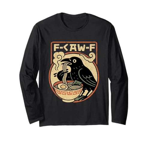 F-Caw-F Anime Crow Ramen Lustiger Schwarzer Vogel Japanische Herren Damen Langarmshirt F-Caw-F Anime Crow Ramen Lustiger Schwarzer Vogel Japanische Herren Damen Langarmshirt von F Caw Caw F Crow Merch Store