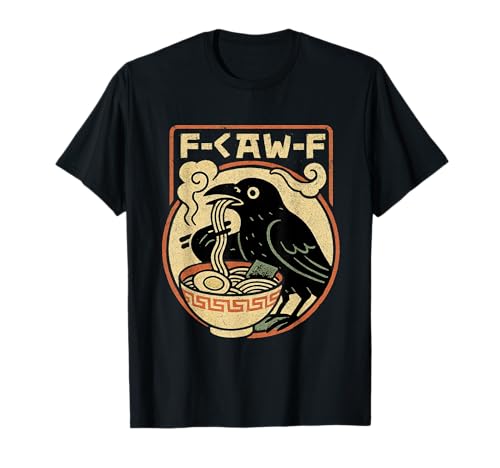 F-Caw-F Anime Crow Ramen Lustiger Schwarzer Vogel Japanische Herren Damen T-Shirt von F Caw Caw F Crow Merch Store