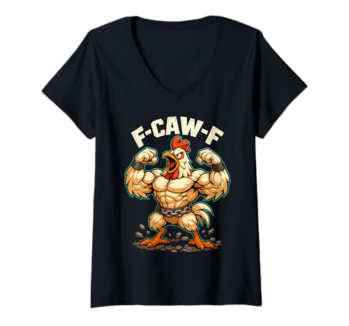 Damen F-Caw-F Lustiges Huhn FCAWF Humor Zitat Hahn-Meme F-Caw-F T-Shirt mit V-Ausschnitt Damen F-Caw-F Lustiges Huhn FCAWF Humor Zitat Hahn-Meme F-Caw-F T-Shirt mit V-Ausschnitt von F-Caw-F Chicken Funny Sarcastic Bird Meme Joke Tee