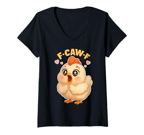 Damen F-Caw-F Lustiges Huhn FCAWF Humor Zitat Hahn-Meme F-Caw-F T-Shirt mit V-Ausschnitt Damen F-Caw-F Lustiges Huhn FCAWF Humor Zitat Hahn-Meme F-Caw-F T-Shirt mit V-Ausschnitt von F-Caw-F Chicken Funny Sarcastic Bird Meme Joke Tee