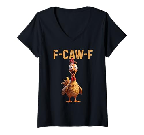 Damen F-Caw-F Lustiges Huhn FCAWF Humor Zitat Hahn-Meme T-Shirt mit V-Ausschnitt Damen F-Caw-F Lustiges Huhn FCAWF Humor Zitat Hahn-Meme T-Shirt mit V-Ausschnitt von F-Caw-F Chicken Funny Sarcastic Bird Meme Joke Tee