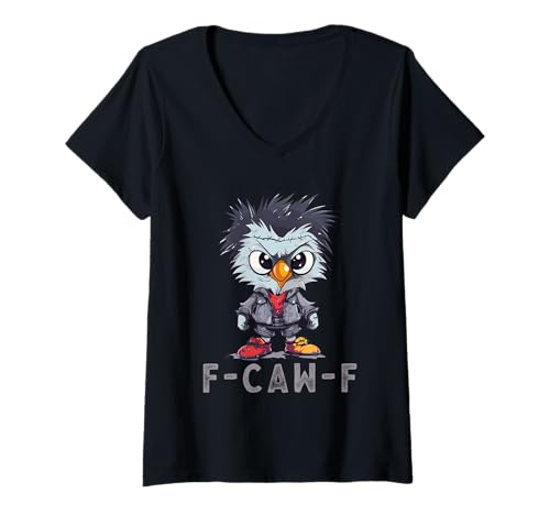 Damen F-Caw-F Funny Chicken FCAWF Humour Quote Baby Rooster Meme T-Shirt mit V-Ausschnitt von F-Caw-F Chicken Funny Sarcastic Cool Meme Joke Tee