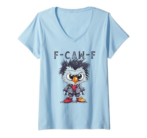 Damen F-Caw-F Funny Chicken FCAWF Humour Quote Baby Rooster Meme T-Shirt mit V-Ausschnitt von F-Caw-F Chicken Funny Sarcastic Cool Meme Joke Tee
