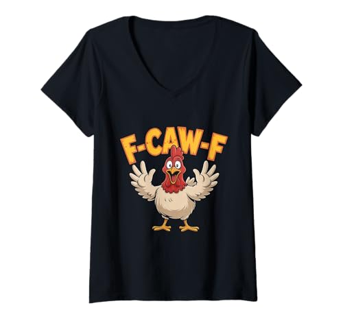 Damen Lustiges Chicken F-Caw-F Shirt für Tierliebhaber und Humor-Fans T-Shirt mit V-Ausschnitt Damen Lustiges Chicken F-Caw-F Shirt für Tierliebhaber und Humor-Fans T-Shirt mit V-Ausschnitt von F-Caw-F Funny Chicken Design for Animal Lovers