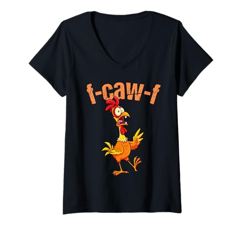Damen F-Caw-F Lustiges Huhn Humor F-Caw-F Zitat Hahn-Meme T-Shirt mit V-Ausschnitt von F-Caw-F - Funny Crow Graphic Tee