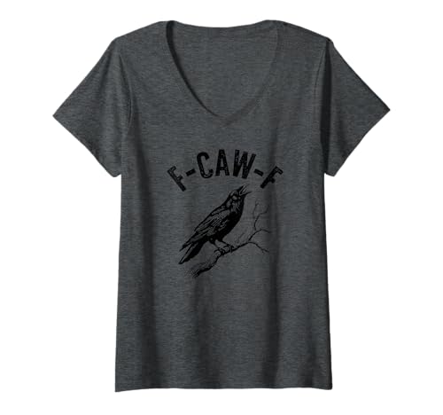 Damen F-Caw-F Lustiges Crow-Gothic-Alternativdesign T-Shirt mit V-Ausschnitt Damen F-Caw-F Lustiges Crow-Gothic-Alternativdesign T-Shirt mit V-Ausschnitt von F Caw F Funny Design Studio