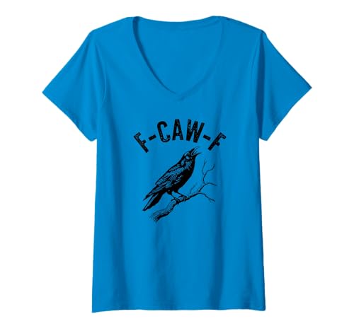 Damen F-Caw-F Lustiges Crow-Gothic-Alternativdesign T-Shirt mit V-Ausschnitt Damen F-Caw-F Lustiges Crow-Gothic-Alternativdesign T-Shirt mit V-Ausschnitt von F Caw F Funny Design Studio