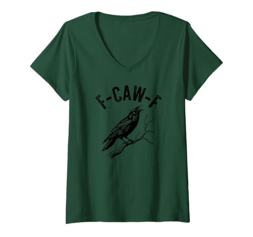 Damen F-Caw-F Lustiges Crow-Gothic-Alternativdesign T-Shirt mit V-Ausschnitt Damen F-Caw-F Lustiges Crow-Gothic-Alternativdesign T-Shirt mit V-Ausschnitt von F Caw F Funny Design Studio