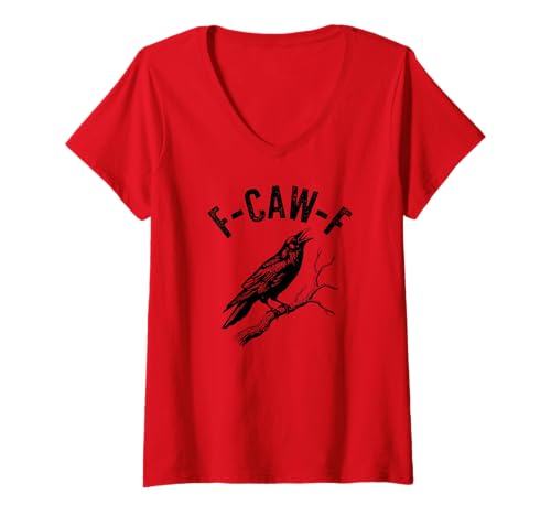 Damen F-Caw-F Lustiges Crow-Gothic-Alternativdesign T-Shirt mit V-Ausschnitt Damen F-Caw-F Lustiges Crow-Gothic-Alternativdesign T-Shirt mit V-Ausschnitt von F Caw F Funny Design Studio